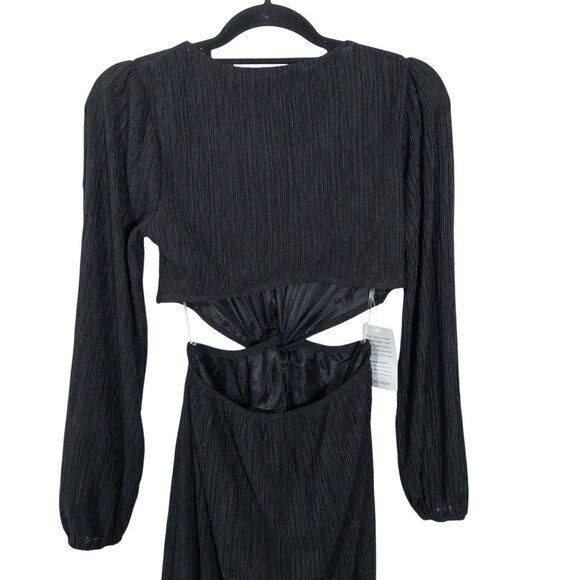 NWT Nordstrom Lush Black Long Sleeve Cut Out Dress SZ S Midi - Picture 4 of 9